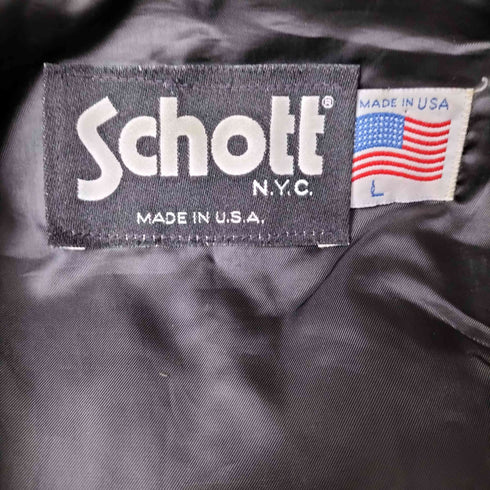ショット Schott 90S USA製 3B くるみボタン レザー ベスト メンズ import:L