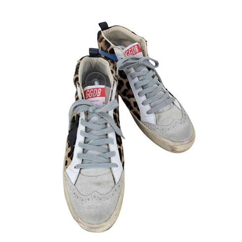 ゴールデングース GOLDEN GOOSE Midstar sneakers レオパード ハラコ ユーズド加工 レディース JPN:38