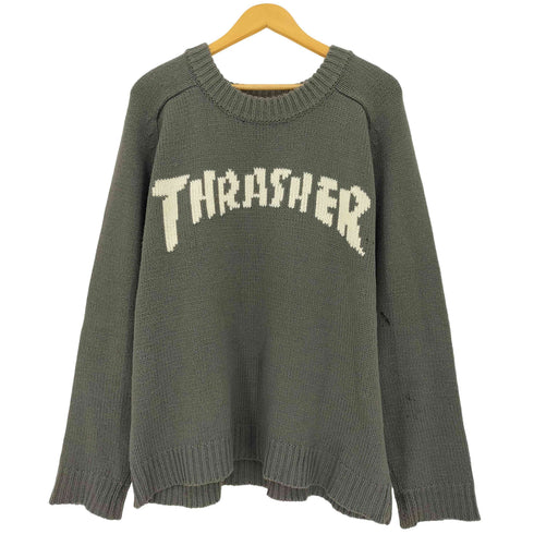 スラッシャー THRASHER マガジンロゴ ウールアクリル クルーネックニット メンズ import:L