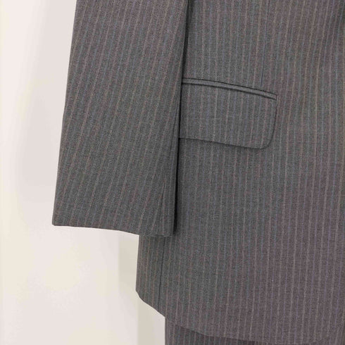 アクアスキュータム AQUASCUTUM ストライプ ウール 2B テーラード ジャケット 2タック スラックス パンツ セットアップ メンズ 96A85