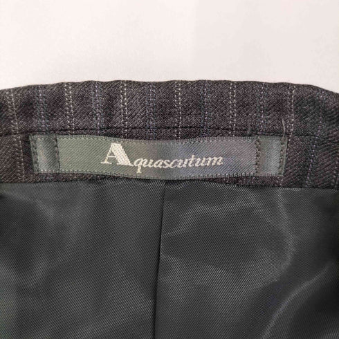アクアスキュータム AQUASCUTUM ストライプ ウール 2B テーラード ジャケット 2タック スラックス パンツ セットアップ メンズ 96A85