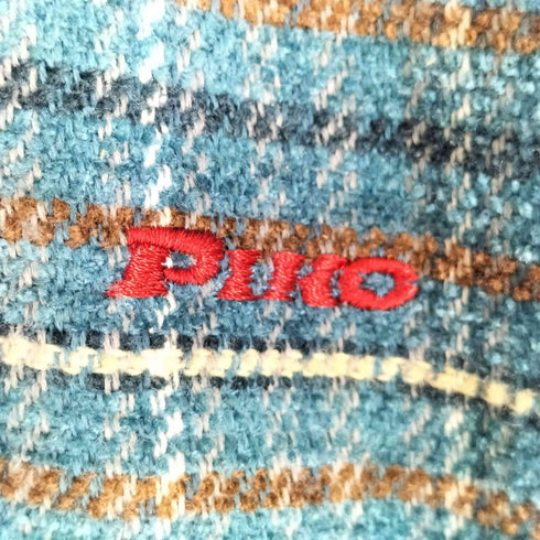 PIKO ロゴ刺繍 裏地キルティング ボックスシルエット ジップチェックシャツジャケット メンズ import:L