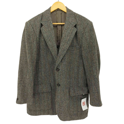エディーバウアー Eddie Bauer Harris Tweed 100% PURE NEW WOOL 緑タグ 胡桃ボタン ツイード ウール 2B テーラード ジャケット メンズ import:M