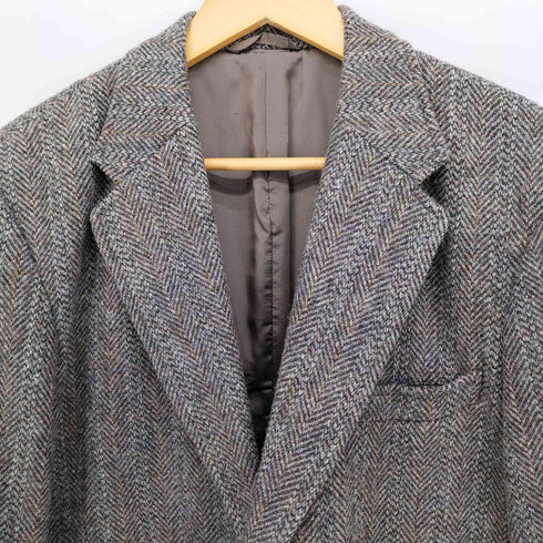 エディーバウアー Eddie Bauer Harris Tweed 100% PURE NEW WOOL 緑タグ 胡桃ボタン ツイード ウール 2B テーラード ジャケット メンズ import:M