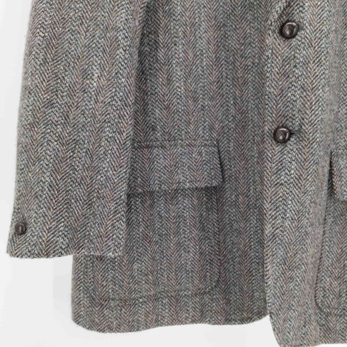 エディーバウアー Eddie Bauer Harris Tweed 100% PURE NEW WOOL 緑タグ 胡桃ボタン ツイード ウール 2B テーラード ジャケット メンズ import:M