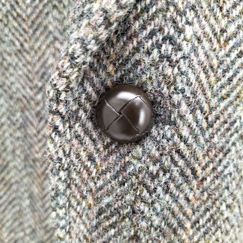 エディーバウアー Eddie Bauer Harris Tweed 100% PURE NEW WOOL 緑タグ 胡桃ボタン ツイード ウール 2B テーラード ジャケット メンズ import:M