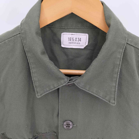 ユーエスアーミー U.S. ARMY 80S US AIR FORCE UTILITY SHIRT OG-507 リメイク ワッペン ユーティリティ ミリタリー S/S シャツ 85年製 メンズ 16 1/2 X 34