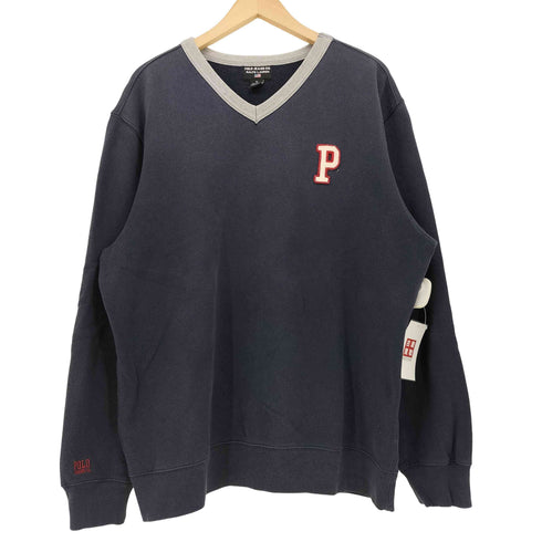 ポロジーンズカンパニーラルフローレン POLO JEANS COMPANY RALPH LAUREN 00S フロントワッペン 裏起毛 Vネック スウェット メンズ import:M
