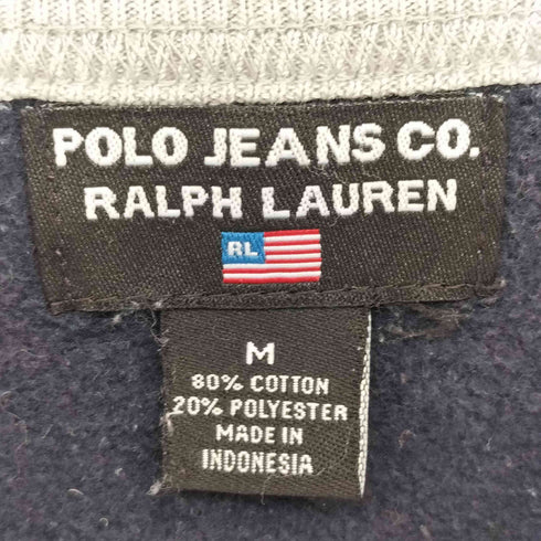 ポロジーンズカンパニーラルフローレン POLO JEANS COMPANY RALPH LAUREN 00S フロントワッペン 裏起毛 Vネック スウェット メンズ import:M