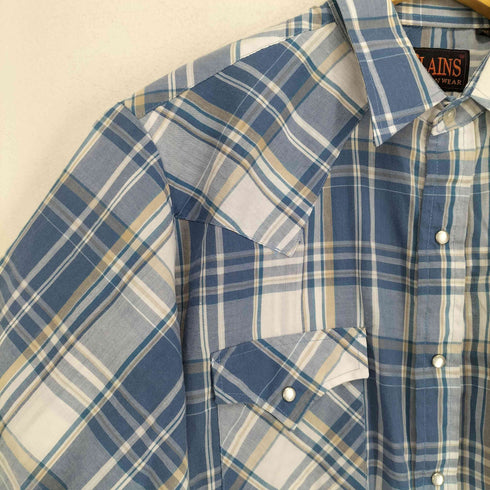 プレインズ PLAINS WESTERN WEAR ウエスタン半袖シャツ 襟芯 メンズ import:M