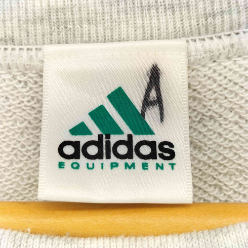 アディダス adidas 90S デサント製 EQUIPMENT パフォーマンスロゴ プリント ドローコード付き クルーネック スウェット メンズ O-XO
