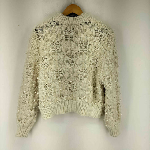 ザラ ZARA Cream Textured Knit Sweater with Pearl Beads レディース import:S