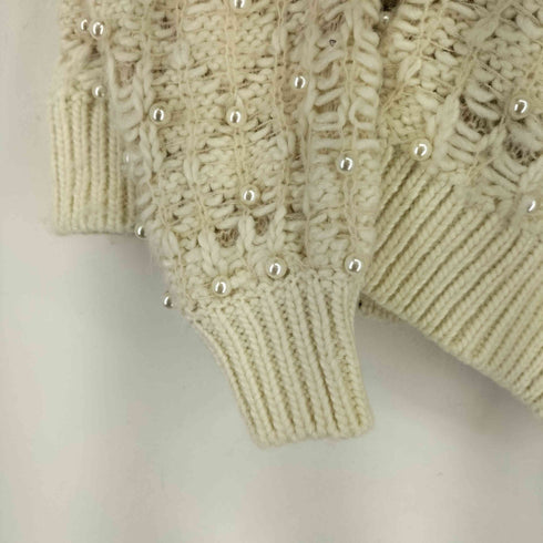 ザラ ZARA Cream Textured Knit Sweater with Pearl Beads レディース import:S