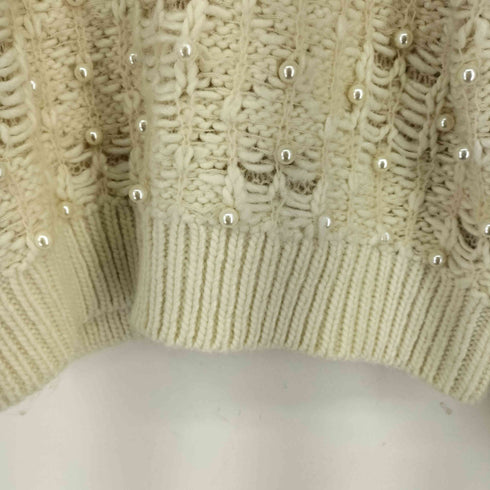 ザラ ZARA Cream Textured Knit Sweater with Pearl Beads レディース import:S