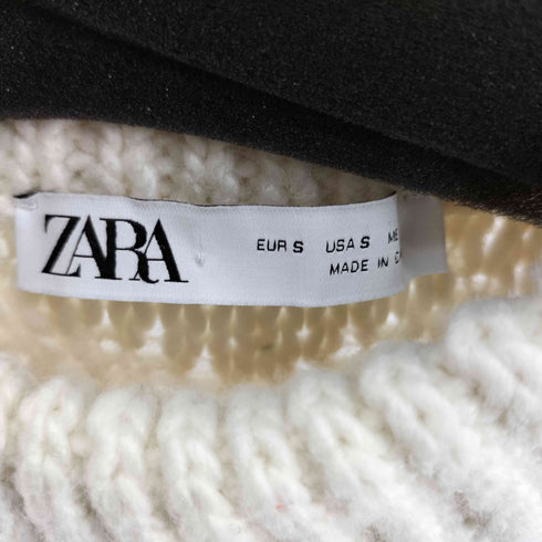 ザラ ZARA Cream Textured Knit Sweater with Pearl Beads レディース import:S