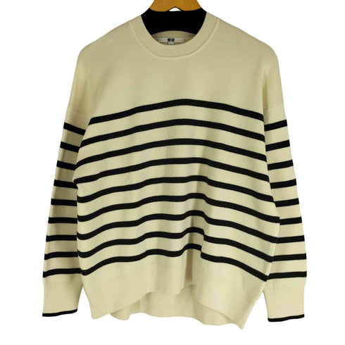 ユニクロ UNIQLO 24SS スムースコットンリラックスボーダークルーセーター レディース JPN:L