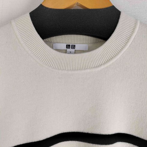 ユニクロ UNIQLO 24SS スムースコットンリラックスボーダークルーセーター レディース JPN:L