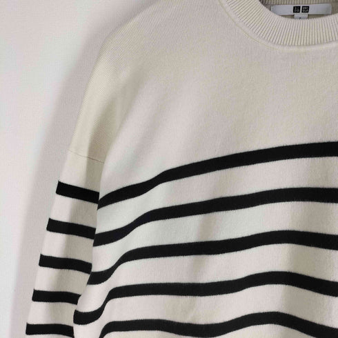 ユニクロ UNIQLO 24SS スムースコットンリラックスボーダークルーセーター レディース JPN:L