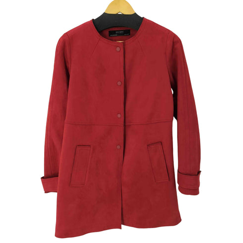 ザラ ZARA フェイクスウェードノーカラーコート レディース import:M