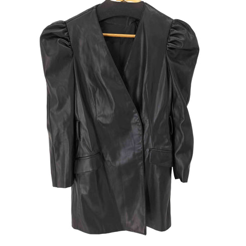 ザラ ZARA フェイクレザー ダブルブレストノーカラージャケット レディース JPN:M