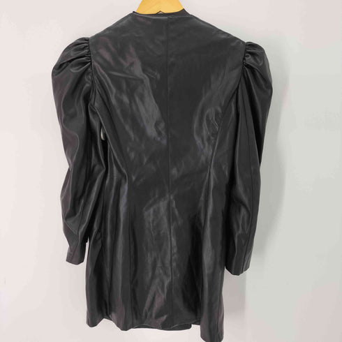 ザラ ZARA フェイクレザー ダブルブレストノーカラージャケット レディース JPN:M