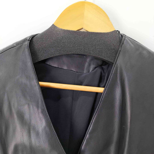 ザラ ZARA フェイクレザー ダブルブレストノーカラージャケット レディース JPN:M