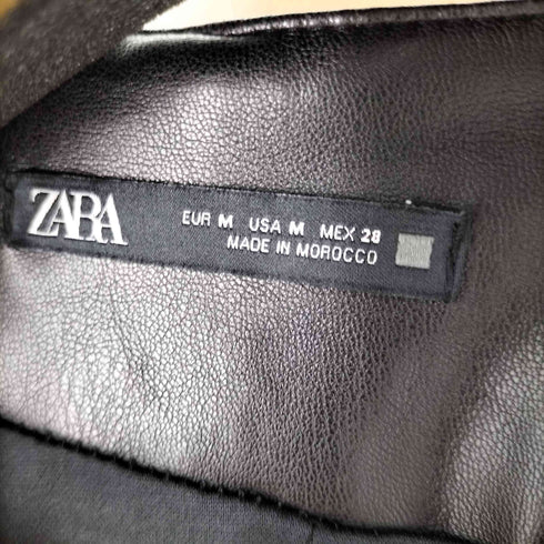ザラ ZARA フェイクレザー ダブルブレストノーカラージャケット レディース JPN:M