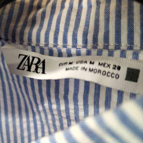 ザラ ZARA シアサッカーL/Sストライプシャツワンピース レディース JPN:M