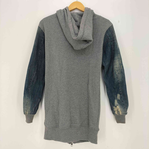 ディーゼル DIESEL 袖クラッシュデニム ドッキング ジップアップ スウェット パーカー メンズ
