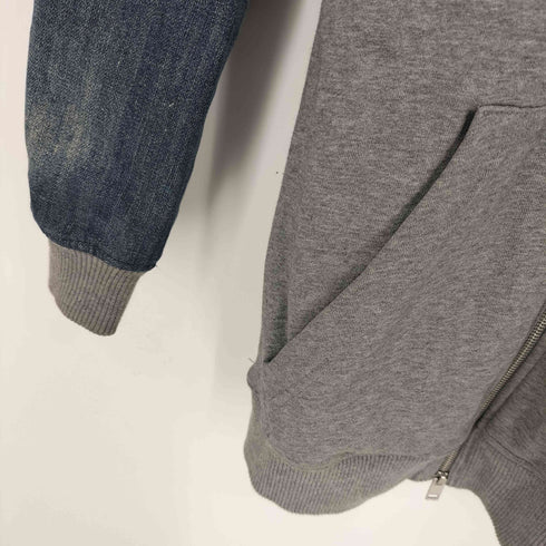 ディーゼル DIESEL 袖クラッシュデニム ドッキング ジップアップ スウェット パーカー メンズ