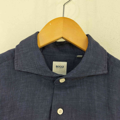 BOGGI MILANO リネン100 ホリゾンタルカラーシャツ メンズ