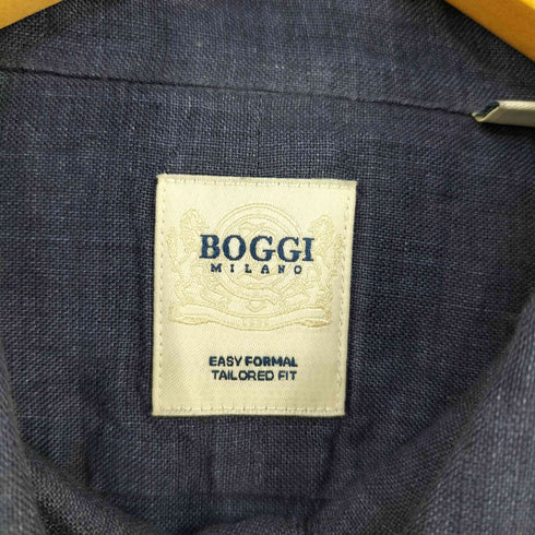 BOGGI MILANO リネン100 ホリゾンタルカラーシャツ メンズ