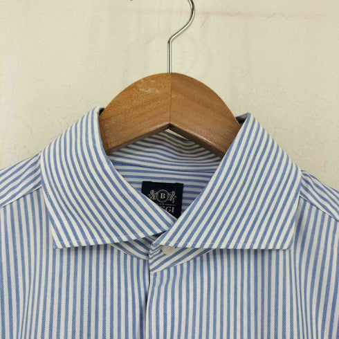BOGGI MILANO ストライプ ワイドカラーシャツ メンズ import:M