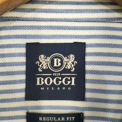 BOGGI MILANO ストライプ ワイドカラーシャツ メンズ import:M