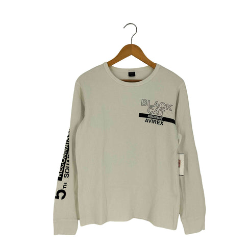 アヴィレックス AVIREX HONEYCOMB WAFFLE T-SHIRTS BLACK CAT ハニカムワッフル クルーネック L/S Tシャツ メンズ import:M