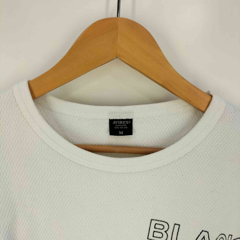 アヴィレックス AVIREX HONEYCOMB WAFFLE T-SHIRTS BLACK CAT ハニカムワッフル クルーネック L/S Tシャツ メンズ import:M