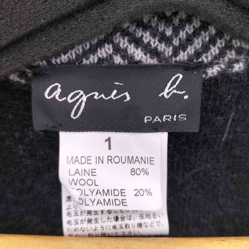 アニエスベー agnes b. PARIS MADE IN ROMANIA ヘリンボーンウールナイロンハーフコート レディース JPN:1