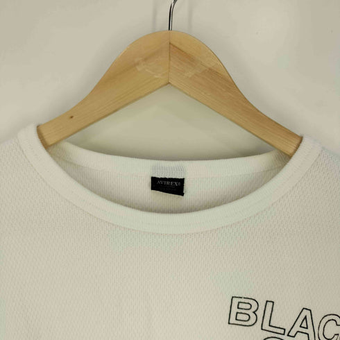 アヴィレックス AVIREX HONEYCOMB WAFFLE T-SHIRTS BLACK CAT ハニカムワッフル クルーネック L/S Tシャツ メンズ import:M