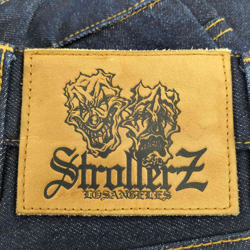 00S StrollerZ ロゴ 型押し パッチ ロゴ 刺繍 5ポケット ワイド バギー ショート デニム パンツ メンズ 34