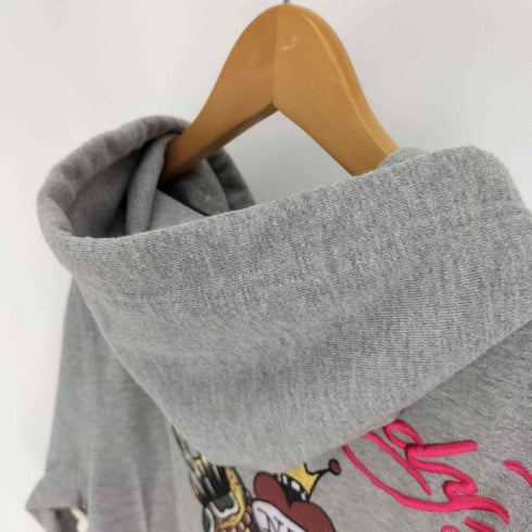 エドハーディー Ed Hardy バックロゴ 刺繍 プリント スカル アームプリント ジップアップ パーカー Y2K メンズ import:L