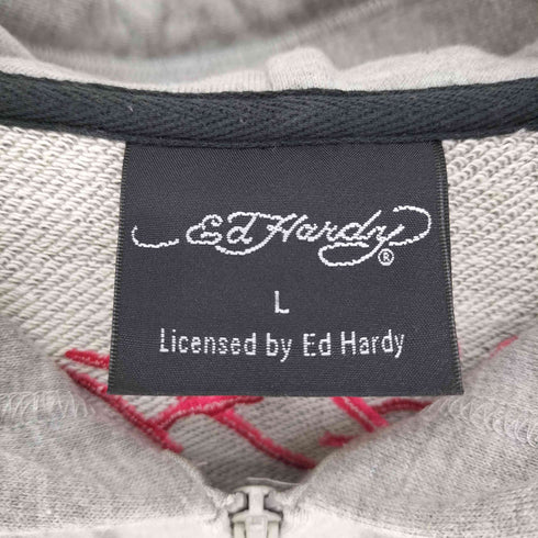 エドハーディー Ed Hardy バックロゴ 刺繍 プリント スカル アームプリント ジップアップ パーカー Y2K メンズ import:L