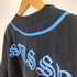 ステューシー Stussy 00S 紺タグ オールドイングリッシュ 袖 ロゴ 刺繍 ベースボール シャツ メンズ import:M