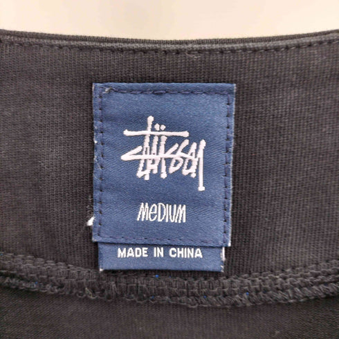 ステューシー Stussy 00S 紺タグ オールドイングリッシュ 袖 ロゴ 刺繍 ベースボール シャツ メンズ import:M