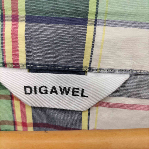 ディガウェル DIGAWEL Vネック 5分丈 マルチチェック ブラウス レディース