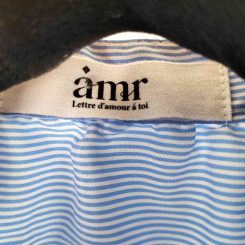 amr パフスリーブリボンデザインS/Sストライプシャツワンピース レディース