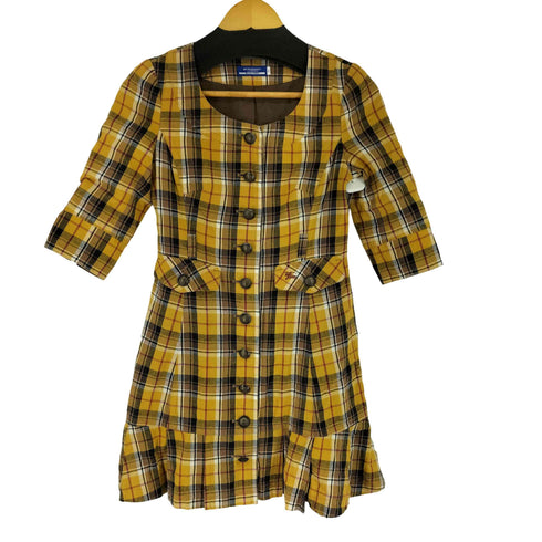 バーバリーブルーレーベル BURBERRY BLUE LABEL ラウンドカラー チェックワンピース レディース 36
