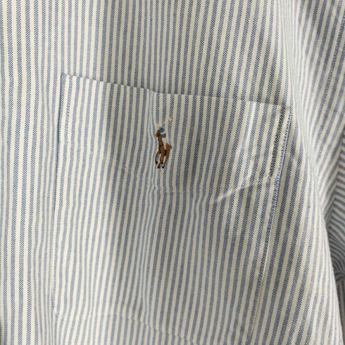 ポロバイラルフローレン Polo by RALPH LAUREN THE BIG SHIRTストライプ柄 ポニー刺繍 BDシャツ オックスフォード メンズ import:M