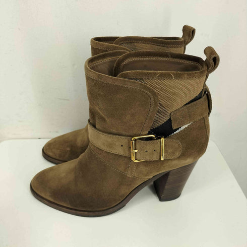 バーバリー BURBERRY スウェードショートヒールブーツ レディース JPN:37