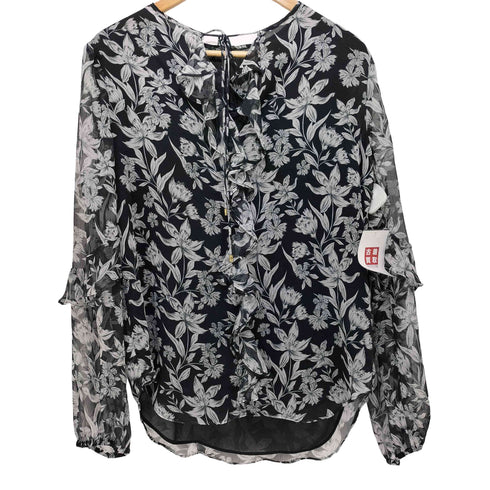 ローレンラルフローレン LAUREN RALPH LAUREN 花柄 シアー フリルブラウス レディース import:M