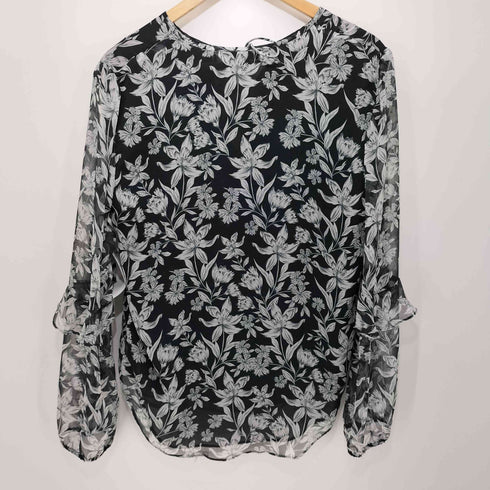 ローレンラルフローレン LAUREN RALPH LAUREN 花柄 シアー フリルブラウス レディース import:M